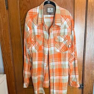 Legendary Whitetails Orange and Beige Plaid Button Down Shirt